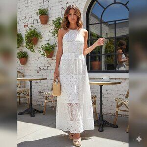Elliatt Affluence Oversize Maxi Dress in Ivory -Bump Friendly